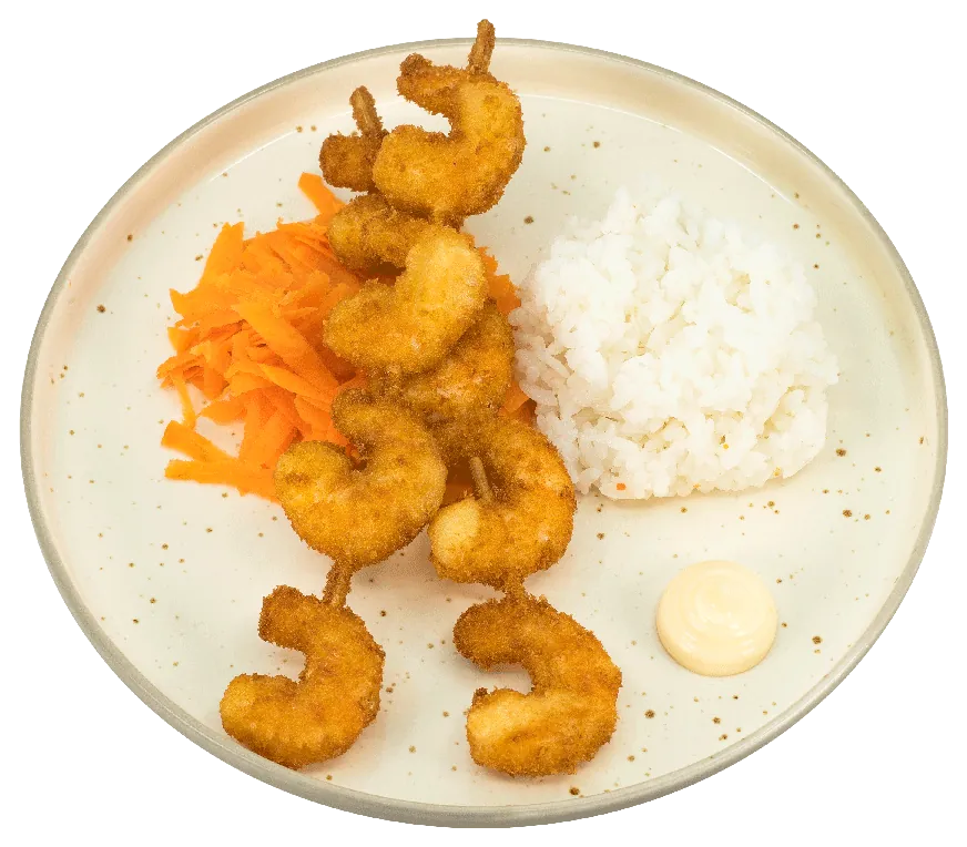 Brochetas de camarón